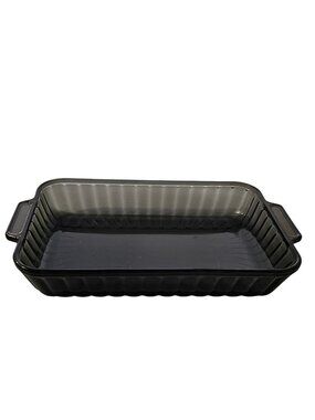 Anchor Hocking Grey Glass Baking Dish 5qt Oversized Charcoal Ribbed Lasagna Pan